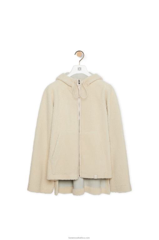 Loewe Women Hooded jacket in shearling 206XF1127 Ivory
