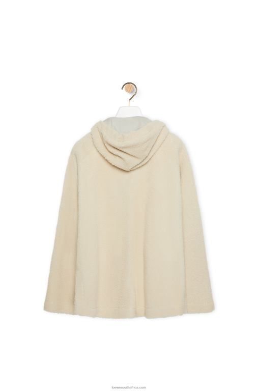 Loewe Women Hooded jacket in shearling 206XF1127 Ivory