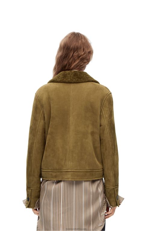 Loewe Women Short jacket in shearling 206XF1125 Khaki Green