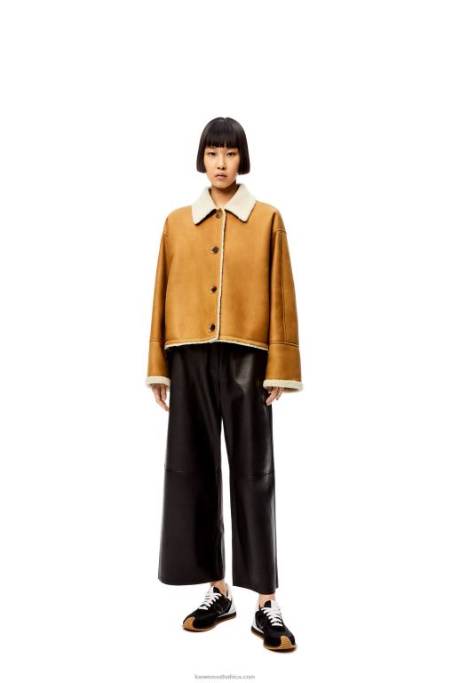 Loewe Women Short jacket in shearling 206XF1148 White/Camel
