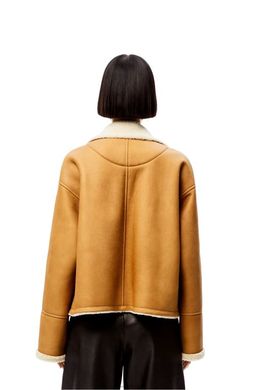Loewe Women Short jacket in shearling 206XF1148 White/Camel