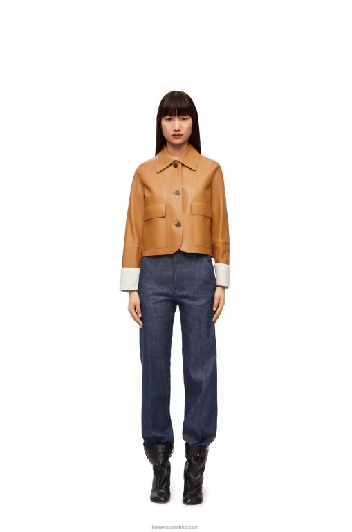 Loewe Women Turn-up jacket in nappa lambskin 206XF1133 Warm Desert