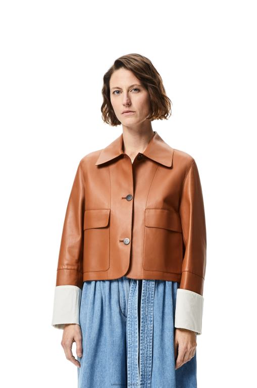 Loewe Women Turn-up jacket in nappa lambskin 206XF1136 Tan