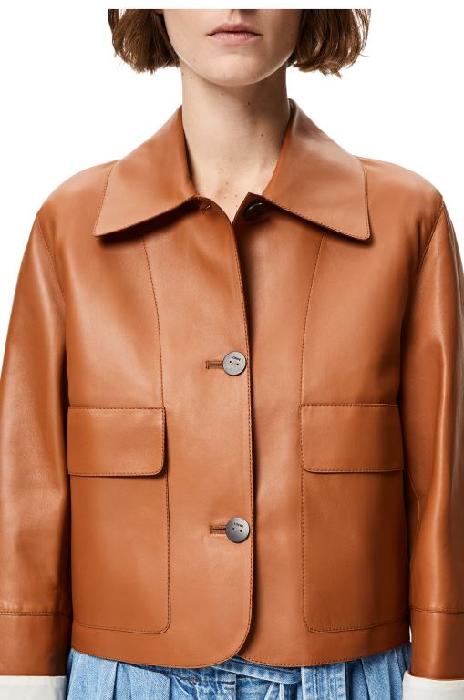 Loewe Women Turn-up jacket in nappa lambskin 206XF1136 Tan