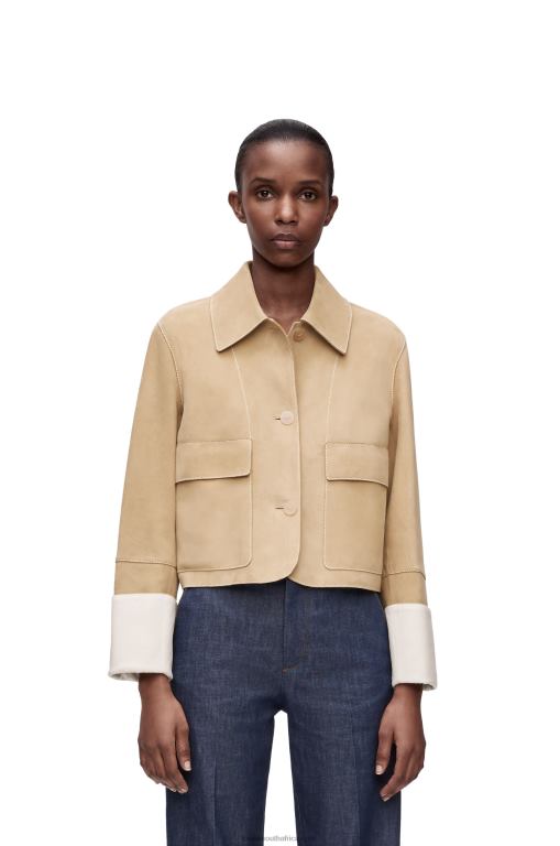 Loewe Women Turn-up jacket in suede 206XF1135 Gold