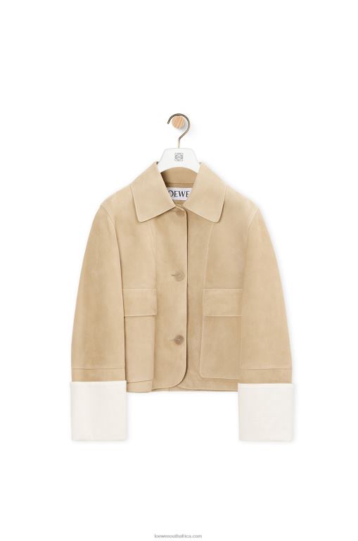 Loewe Women Turn-up jacket in suede 206XF1135 Gold