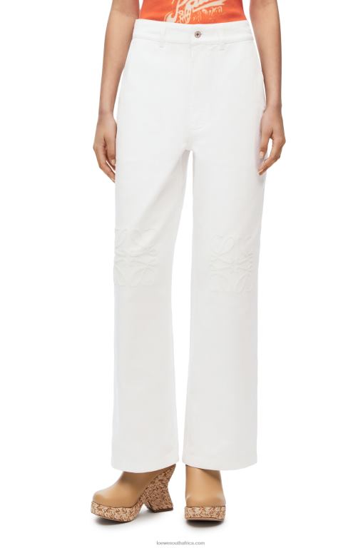 Loewe Women Anagram baggy jeans in denim 206XF1172 White