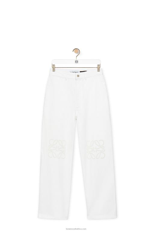 Loewe Women Anagram baggy jeans in denim 206XF1172 White