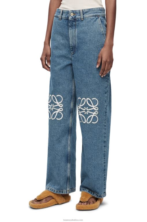 Loewe Women Anagram baggy jeans in denim 206XF1174 Jeans Blue