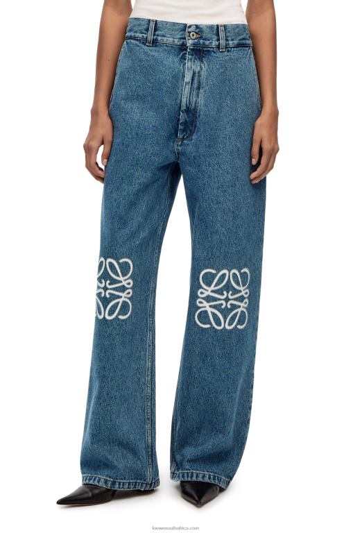 Loewe Women Anagram baggy jeans in denim 206XF1174 Jeans Blue