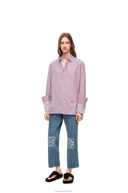 Loewe Women Anagram cropped jeans in denim 206XF1203 Mid Blue Denim