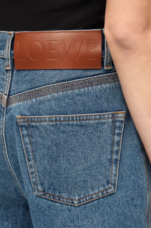 Loewe Women Anagram cropped jeans in denim 206XF1203 Mid Blue Denim