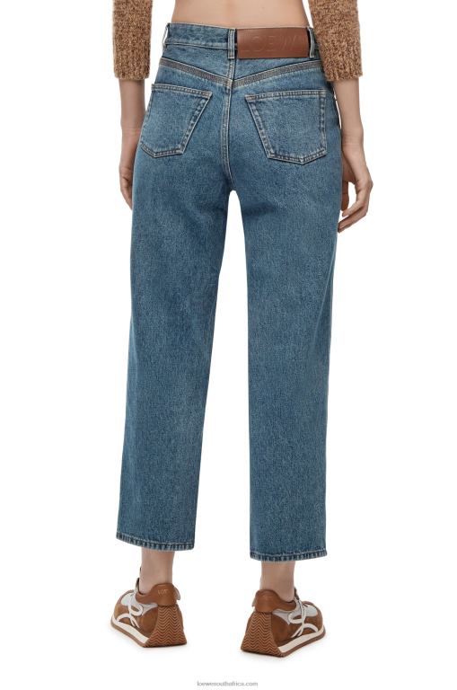 Loewe Women Anagram cropped jeans in denim 206XF1203 Mid Blue Denim