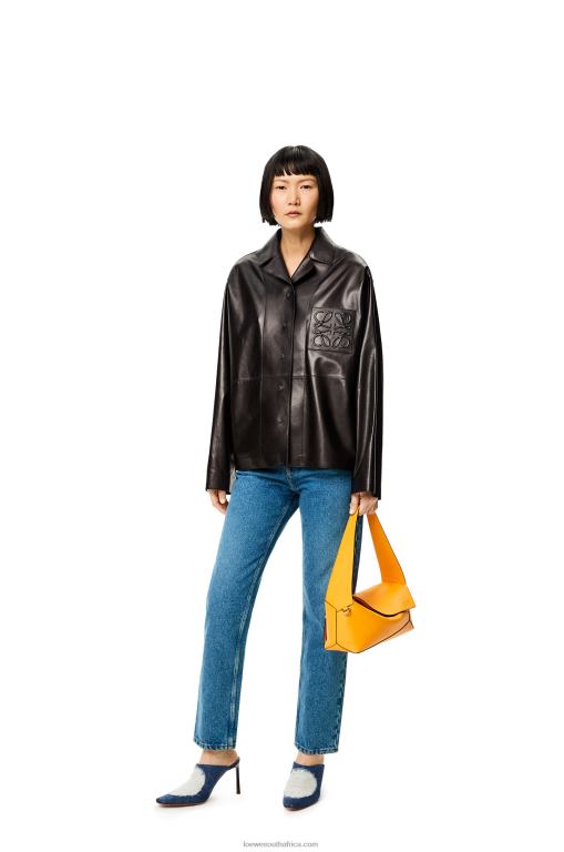 Loewe Women Anagram pocket tapered jeans in stone washed denim 206XF1200 Blue Denim