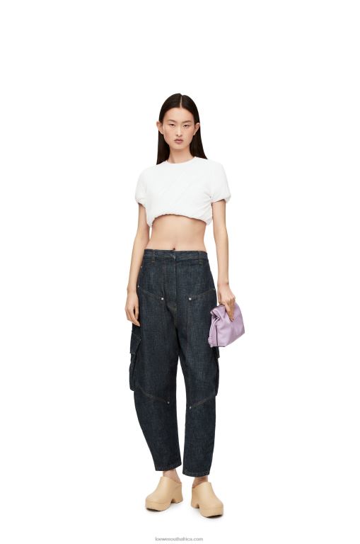 Loewe Women Cargo jeans in denim 206XF1179 Blue Denim