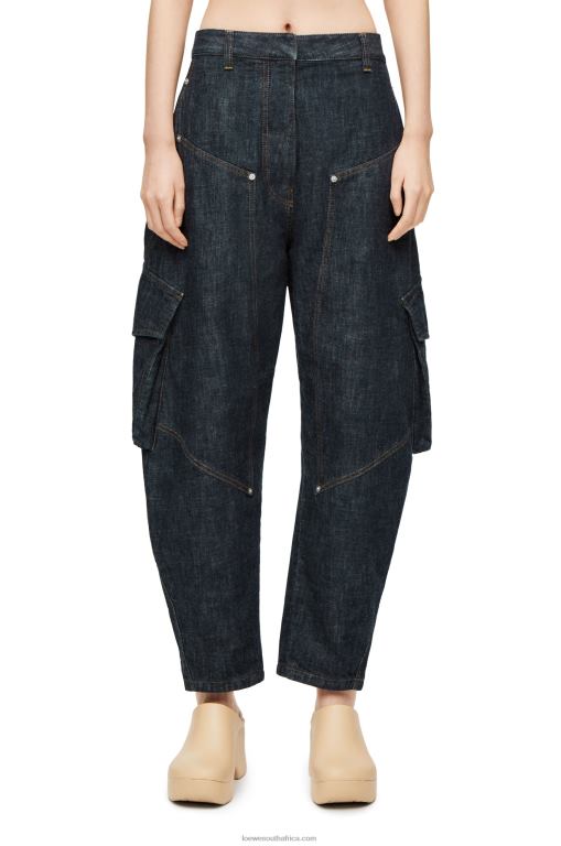 Loewe Women Cargo jeans in denim 206XF1179 Blue Denim