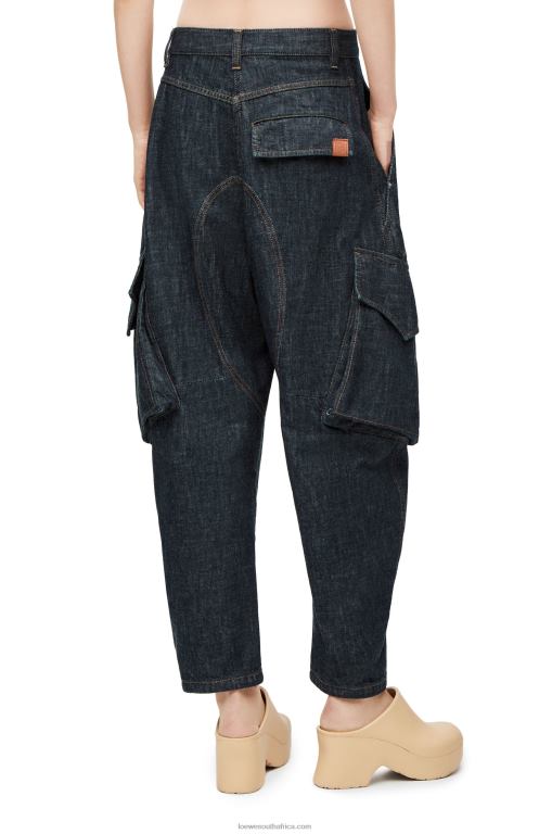 Loewe Women Cargo jeans in denim 206XF1179 Blue Denim