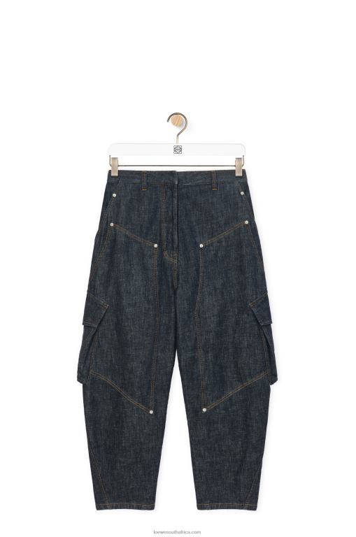 Loewe Women Cargo jeans in denim 206XF1179 Blue Denim