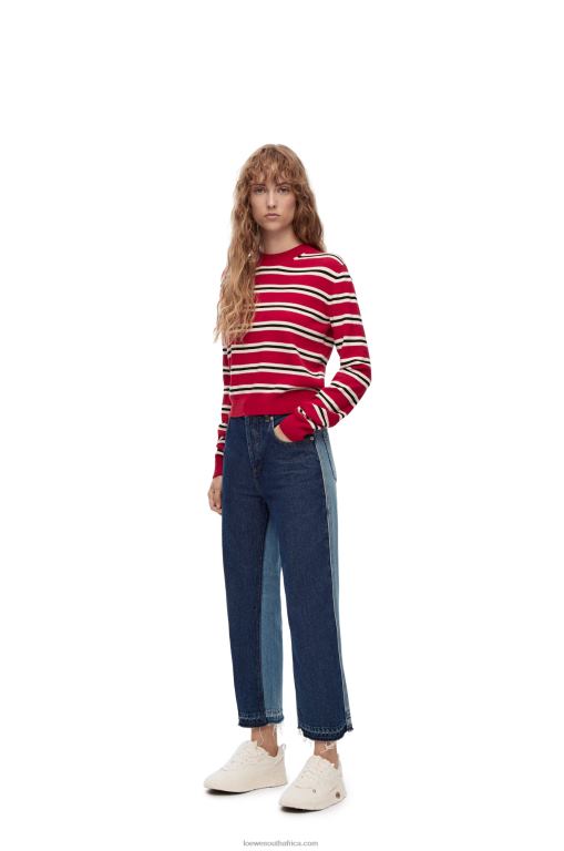 Loewe Women Cropped jeans in denim 206XF1199 Denim Blue/Light Denim Blue