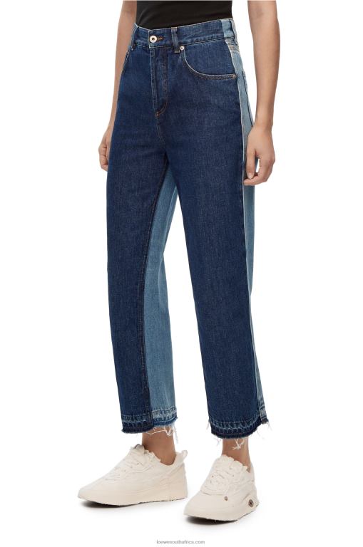 Loewe Women Cropped jeans in denim 206XF1199 Denim Blue/Light Denim Blue