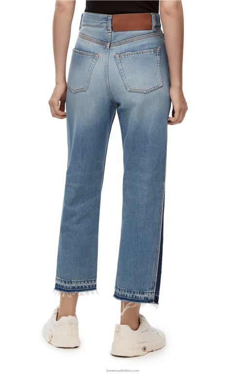 Loewe Women Cropped jeans in denim 206XF1199 Denim Blue/Light Denim Blue