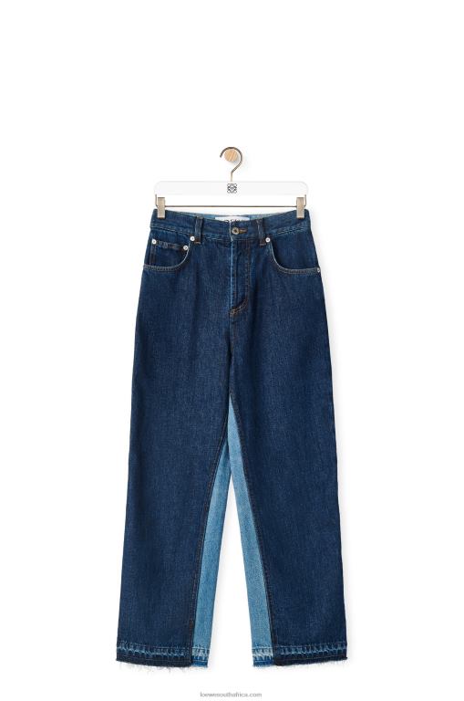 Loewe Women Cropped jeans in denim 206XF1199 Denim Blue/Light Denim Blue