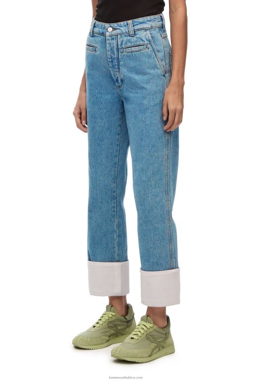Loewe Women Fisherman jeans in denim 206XF1195 Blue Denim
