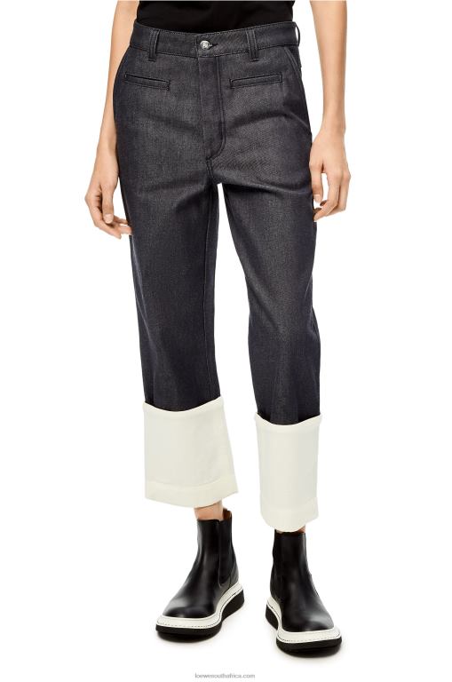 Loewe Women Fisherman jeans in denim 206XF1196 Navy Blue