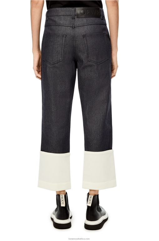 Loewe Women Fisherman jeans in denim 206XF1196 Navy Blue