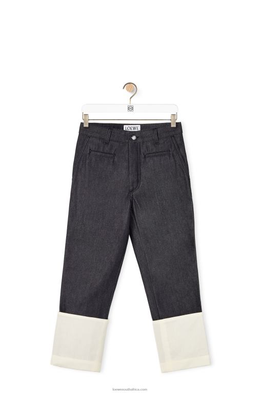 Loewe Women Fisherman jeans in denim 206XF1196 Navy Blue