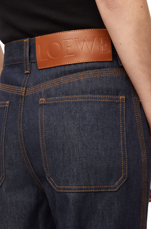 Loewe Women Fisherman turn-up jeans in denim 206XF1191 Raw Denim