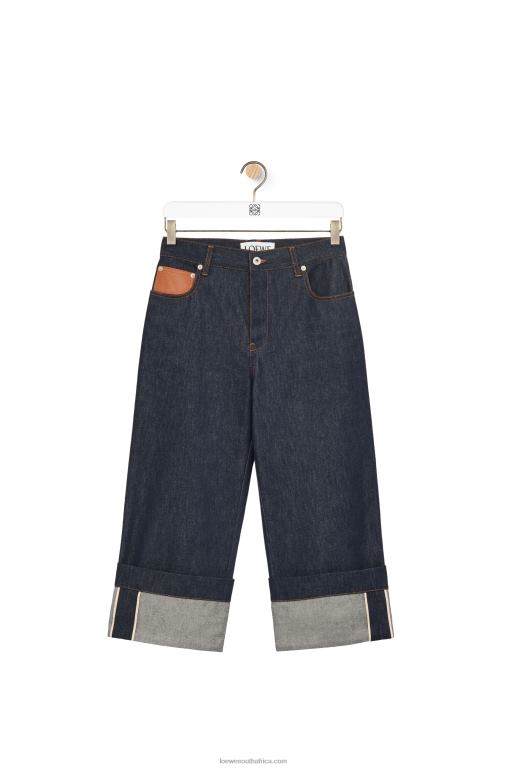 Loewe Women Fisherman turn-up jeans in denim 206XF1191 Raw Denim
