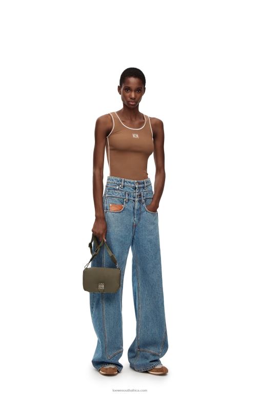 Loewe Women High waisted jeans in denim 206XF1202 Mid Blue Denim