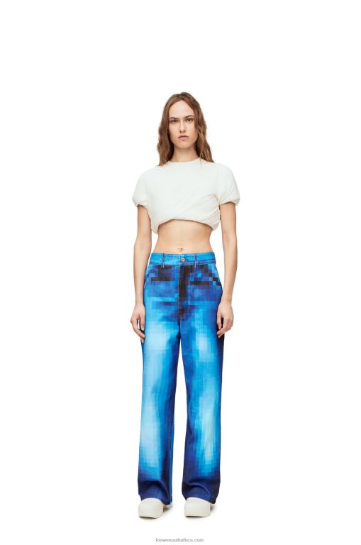 Loewe Women Pixelated baggy jeans in denim 206XF1177 Denim