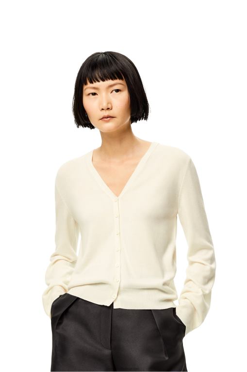 Loewe Women Anagram cardigan in cashmere 206XF1015 Soft White