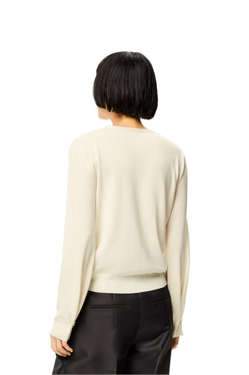 Loewe Women Anagram cardigan in cashmere 206XF1015 Soft White