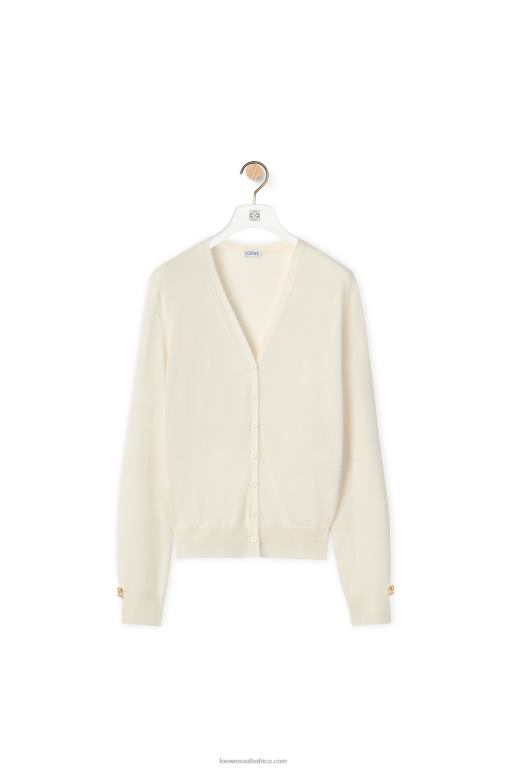 Loewe Women Anagram cardigan in cashmere 206XF1015 Soft White