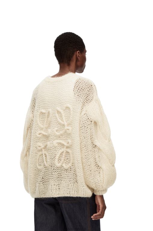 Loewe Women Anagram cardigan in mohair 206XF984 Ecru