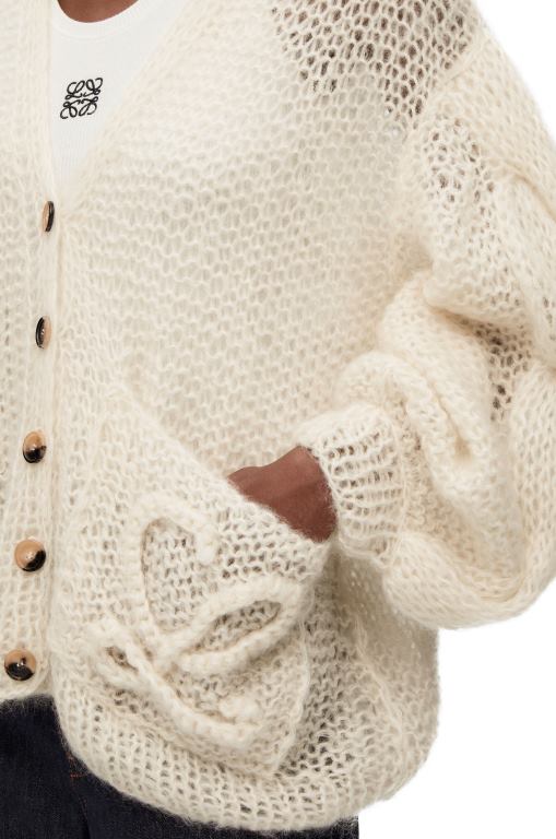 Loewe Women Anagram cardigan in mohair 206XF984 Ecru