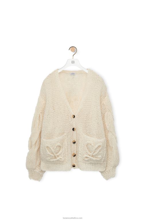 Loewe Women Anagram cardigan in mohair 206XF984 Ecru