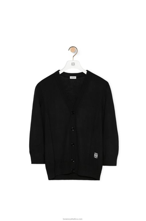 Loewe Women Anagram cardigan in wool 206XF983 Black