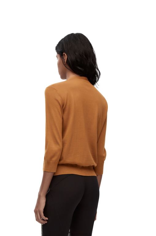 Loewe Women Anagram cardigan in wool 206XF993 Brown