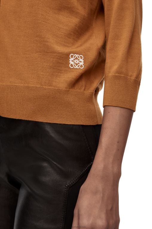 Loewe Women Anagram cardigan in wool 206XF993 Brown