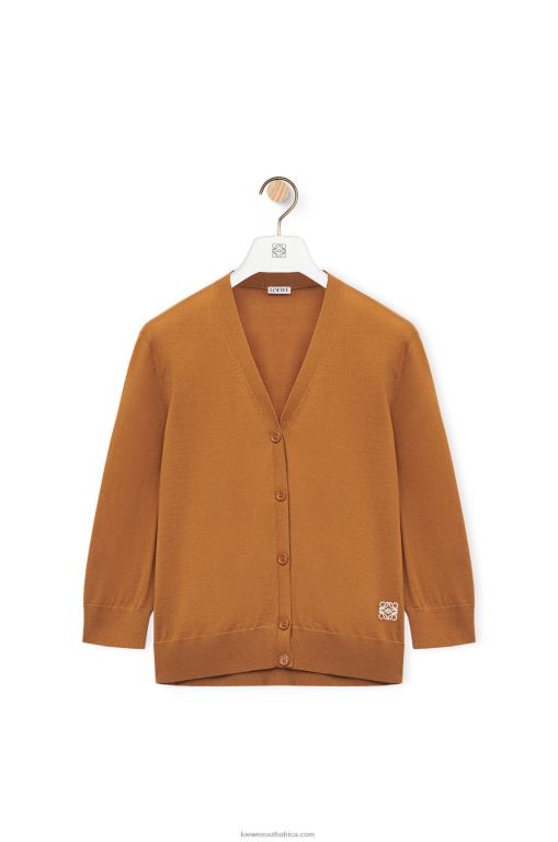 Loewe Women Anagram cardigan in wool 206XF993 Brown