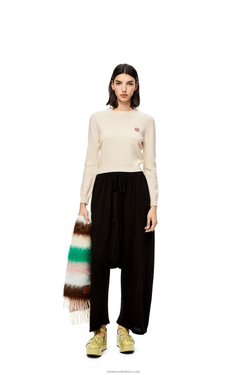 Loewe Women Anagram cropped sweater in wool 206XF1006 Soft White