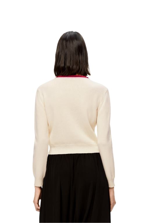 Loewe Women Anagram cropped sweater in wool 206XF1006 Soft White
