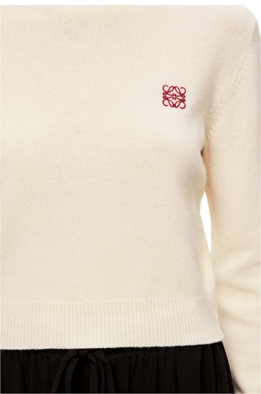 Loewe Women Anagram cropped sweater in wool 206XF1006 Soft White