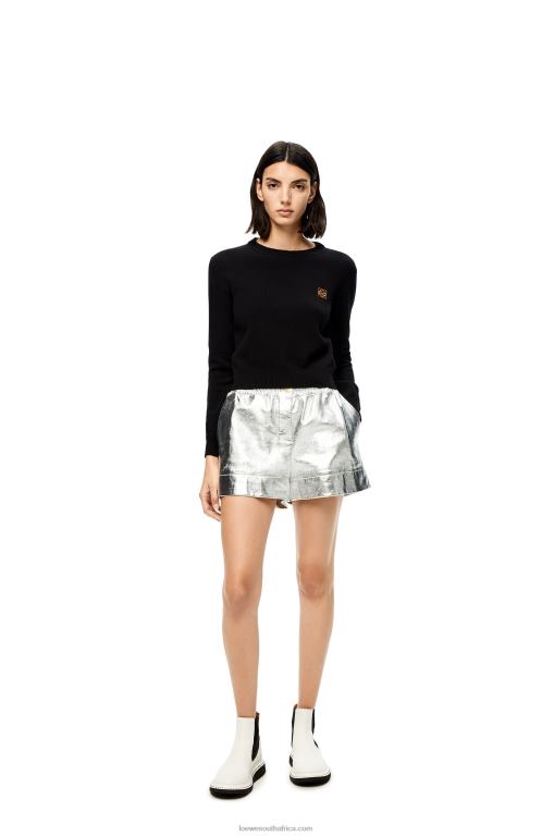 Loewe Women Anagram cropped sweater in wool 206XF1008 Black