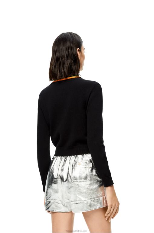 Loewe Women Anagram cropped sweater in wool 206XF1008 Black