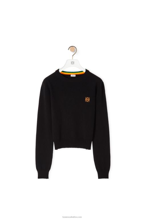 Loewe Women Anagram cropped sweater in wool 206XF1008 Black